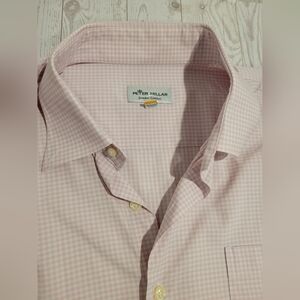 Peter Millar Summer Comfort Mens XL Pink Gingham Long Sleeve